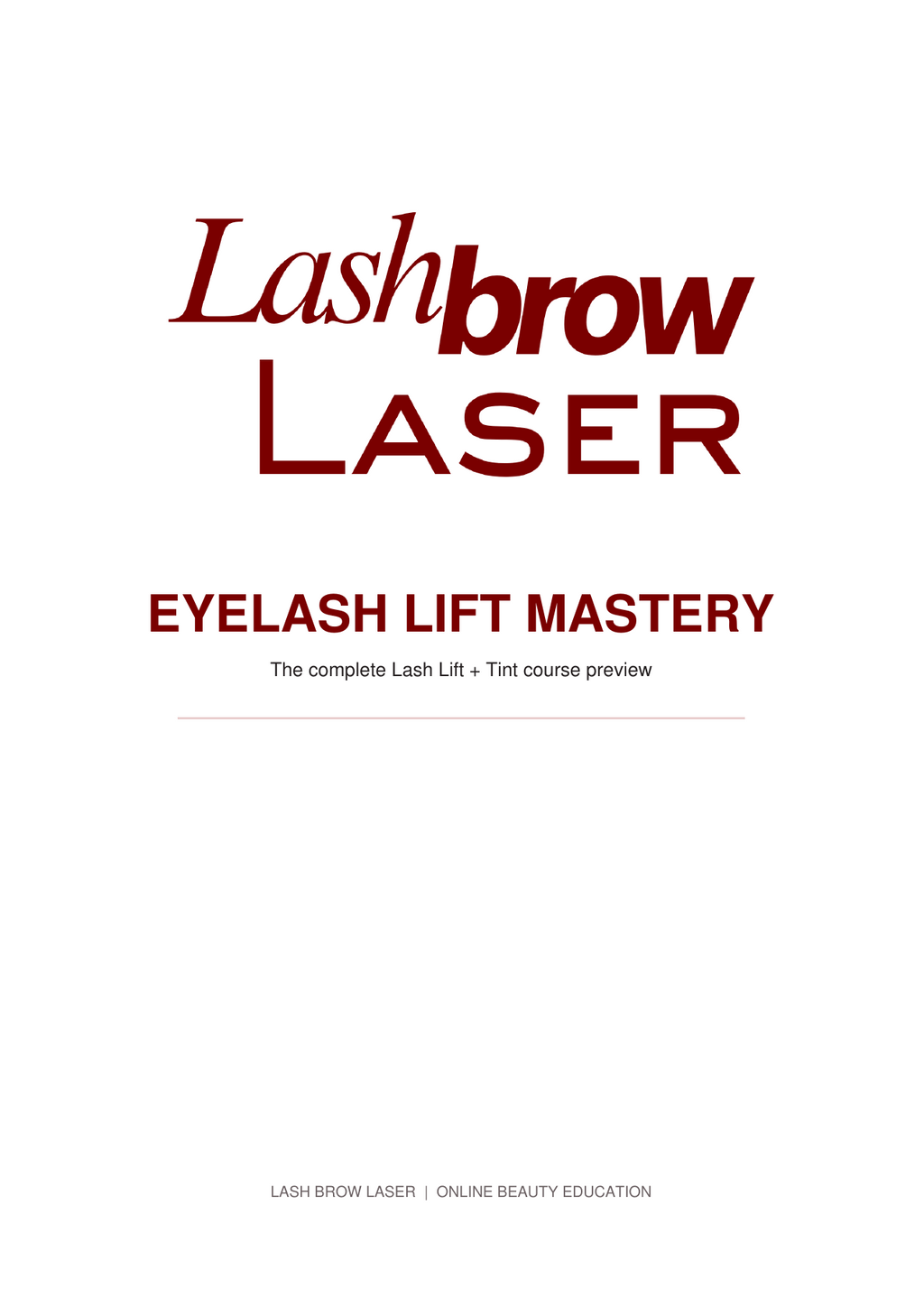 Lash Brow Laser Eyelash Lift Mastery ebook cover